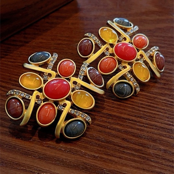 Anthropologie Jewelry - Colorful Gemstone Statement Earrings